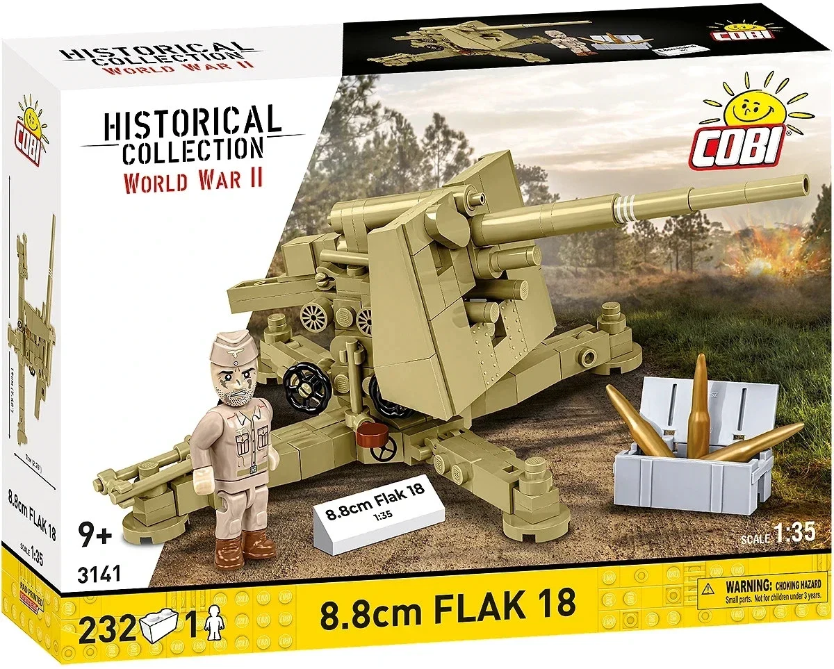 Jeux De Construction  COBI 3141 / 8,8 cm canon FLAK 18 DAK WW2 232 pièces1 figurine emballage d'origine En Briques