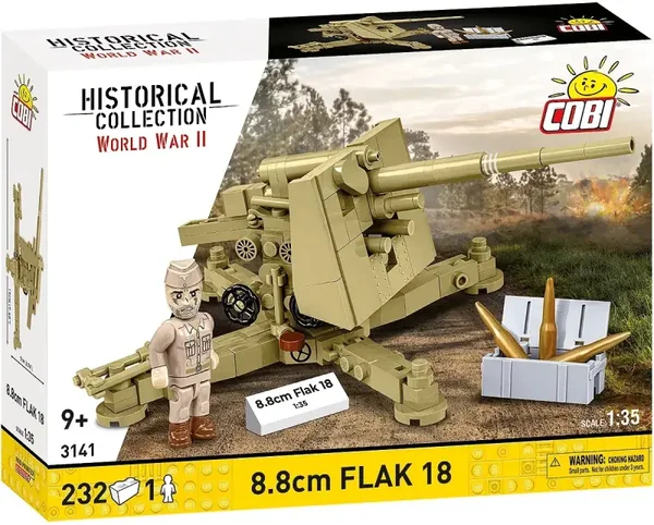 Jeux De Construction  COBI 3141 / 8,8 cm canon FLAK 18 DAK WW2 232 pièces1 figurine emballage d'origine En Briques