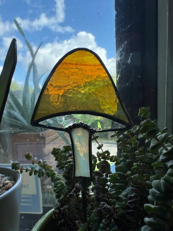 Amber Mushroom Plant Stake