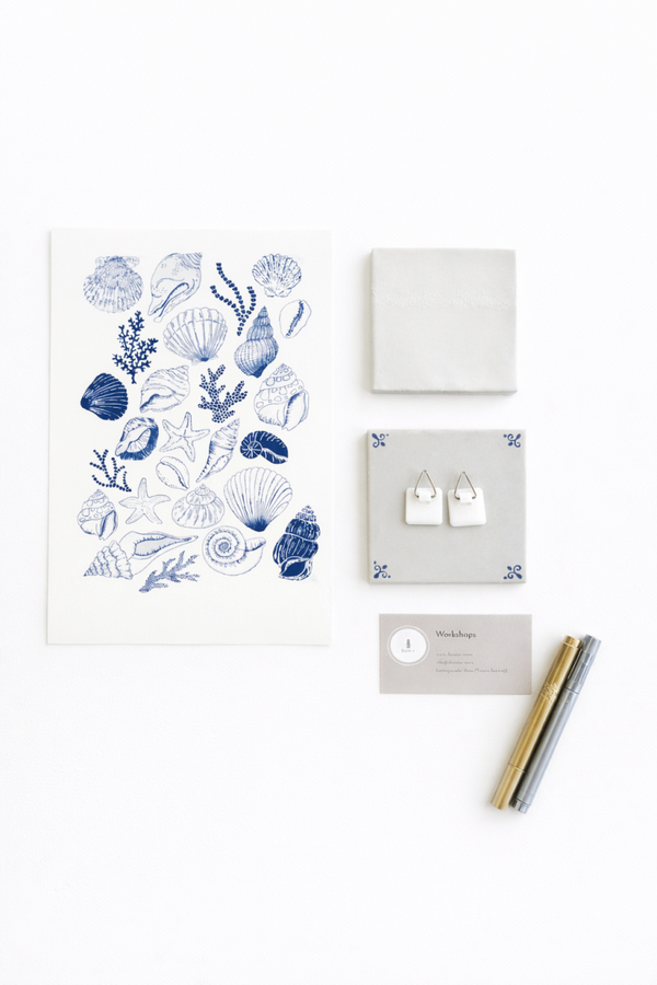 DIY tegeltje pimpen pakket 6 blauw/ wit