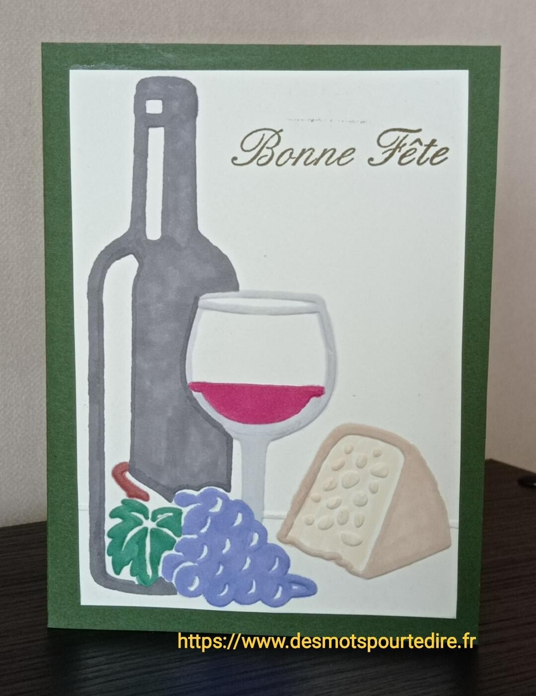 Carte "Bonne fête" Vin fromage et raisin