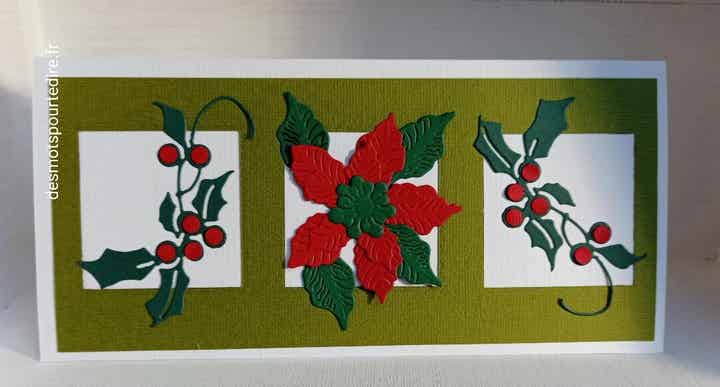 Carte de voeux "Houx et Poinsettia"