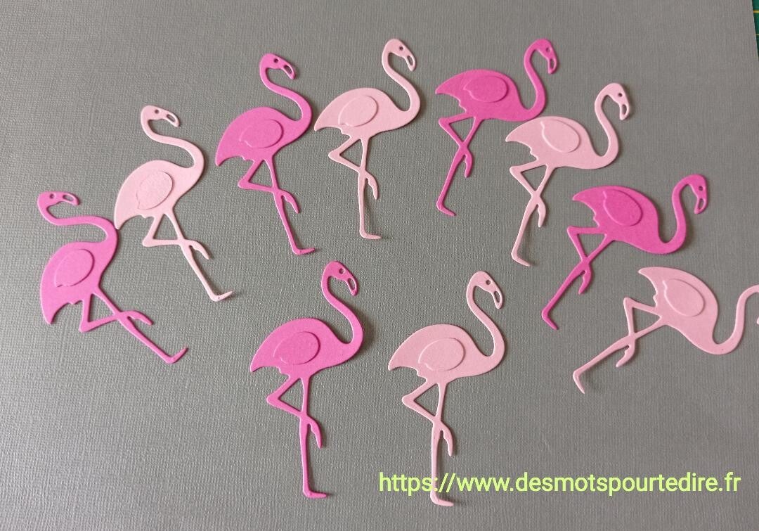 Lot de 10 découpes embellissements "Flamants roses"