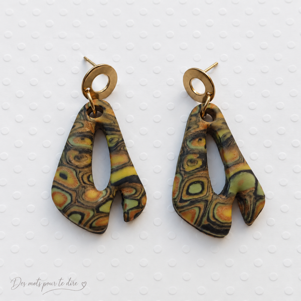 Boucles d’oreilles en Fimo « Mosaïque d’automne »