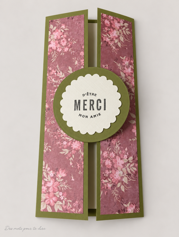 Carte d’amitié fleurie « Merci d’être mon amie »