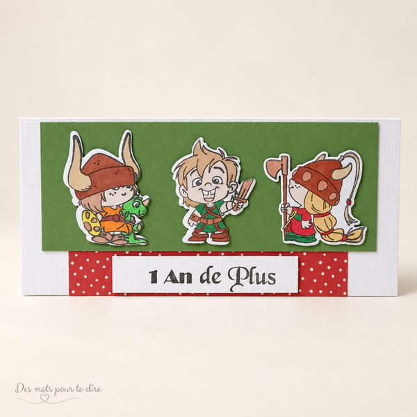 Carte d’anniversaire « 1 An de Plus » – Petits Vikings