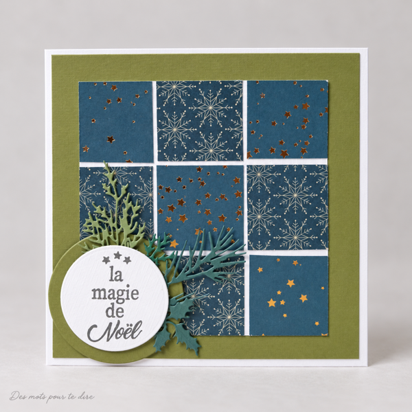 Carte artisanale « La magie de Noël » – Flocons et étoiles