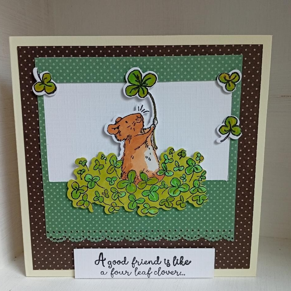 Carte artisanale "A good friend is like a four leaf clover" - Fait main