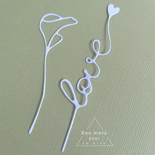 Découpes fleur d'Arum et inscription Love - Réf.. FL5