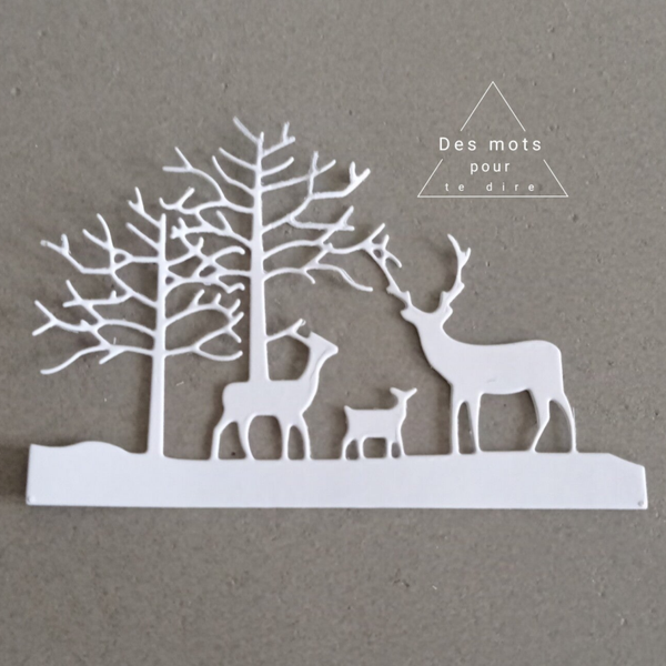 Découpe "Arbres et biche, faon et cerf" (Réf N14)