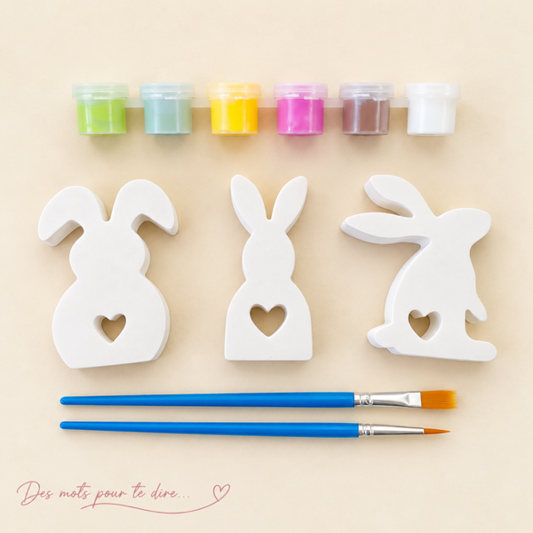 Kit créatif de 3 lapins en plâtre à peindre – Modèle 1