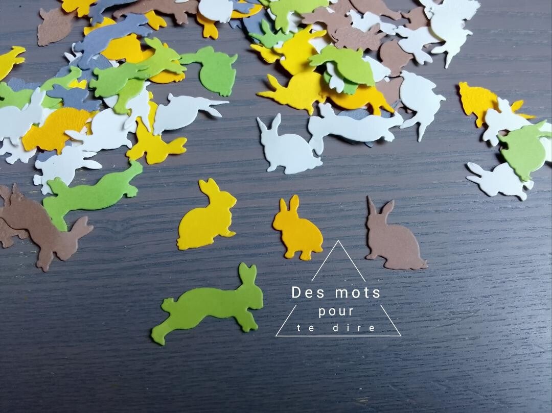 Lots de 100 découpes - confettis de table lapins