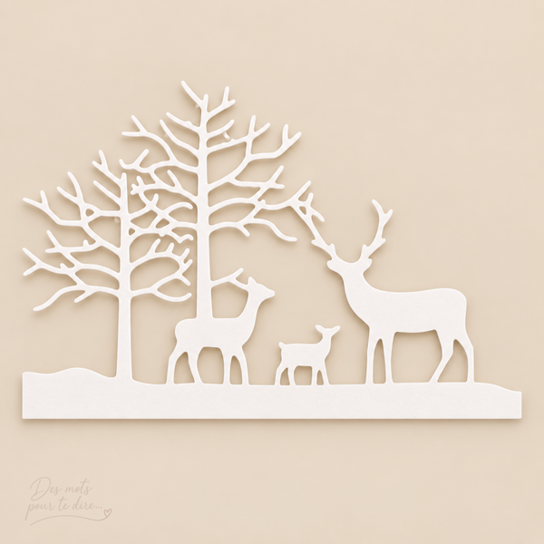 Découpe cerfs et forêt hivernale – Réf. N14