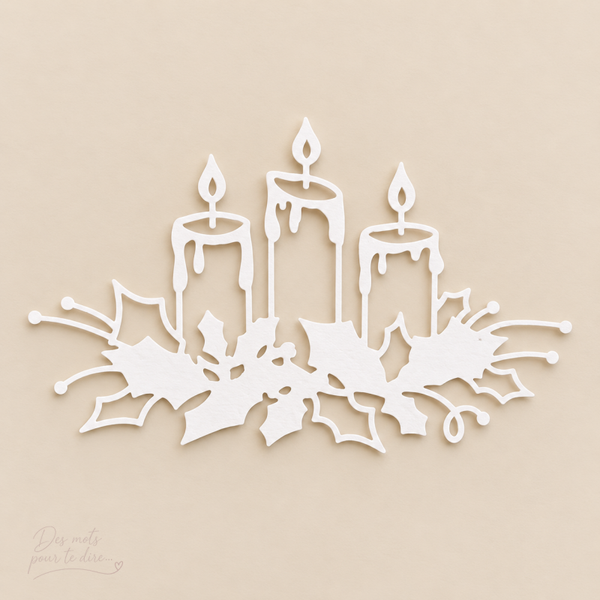 Découpe trois bougies de Noël en papier – N38