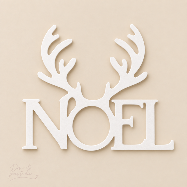 Découpe inscription Noël avec bois de renne – Réf. N70
