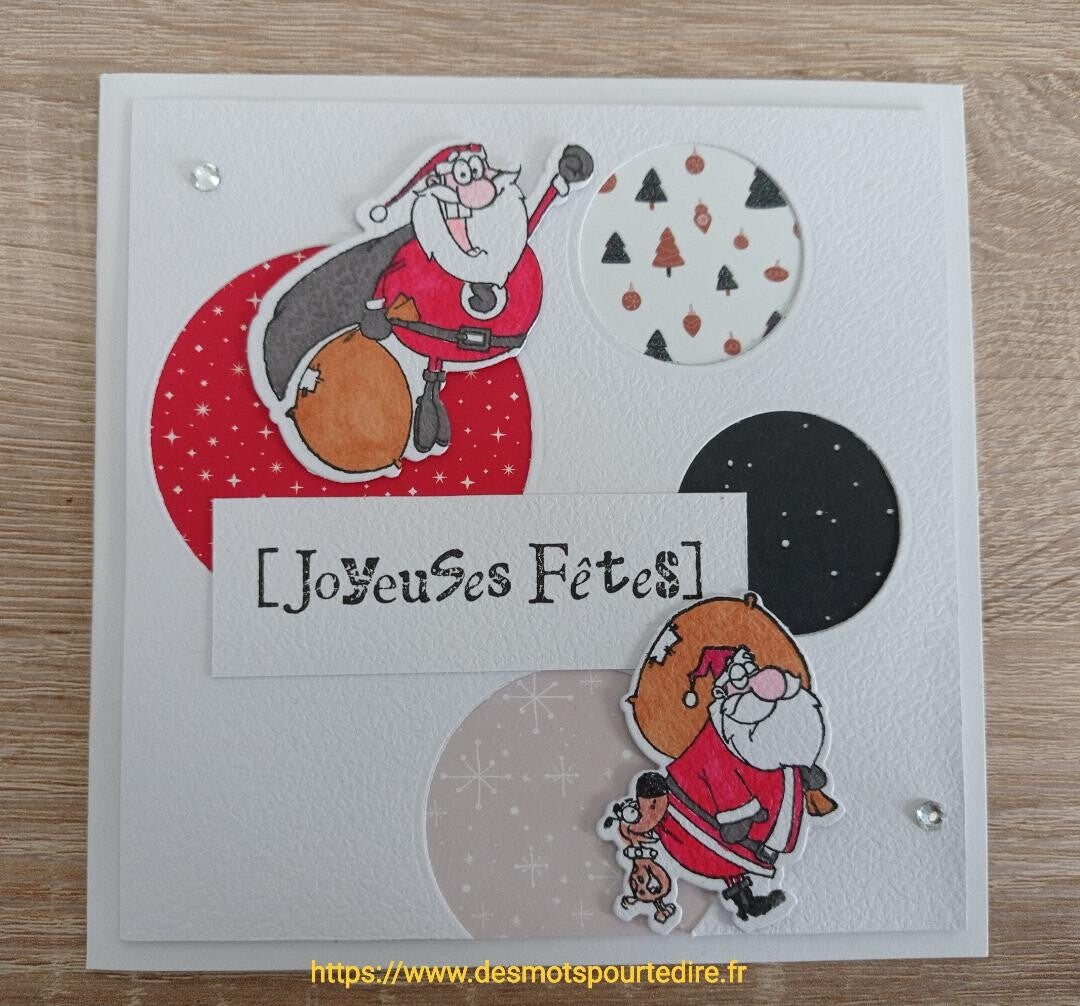 Carte de voeux "Le Père Noël en folie"