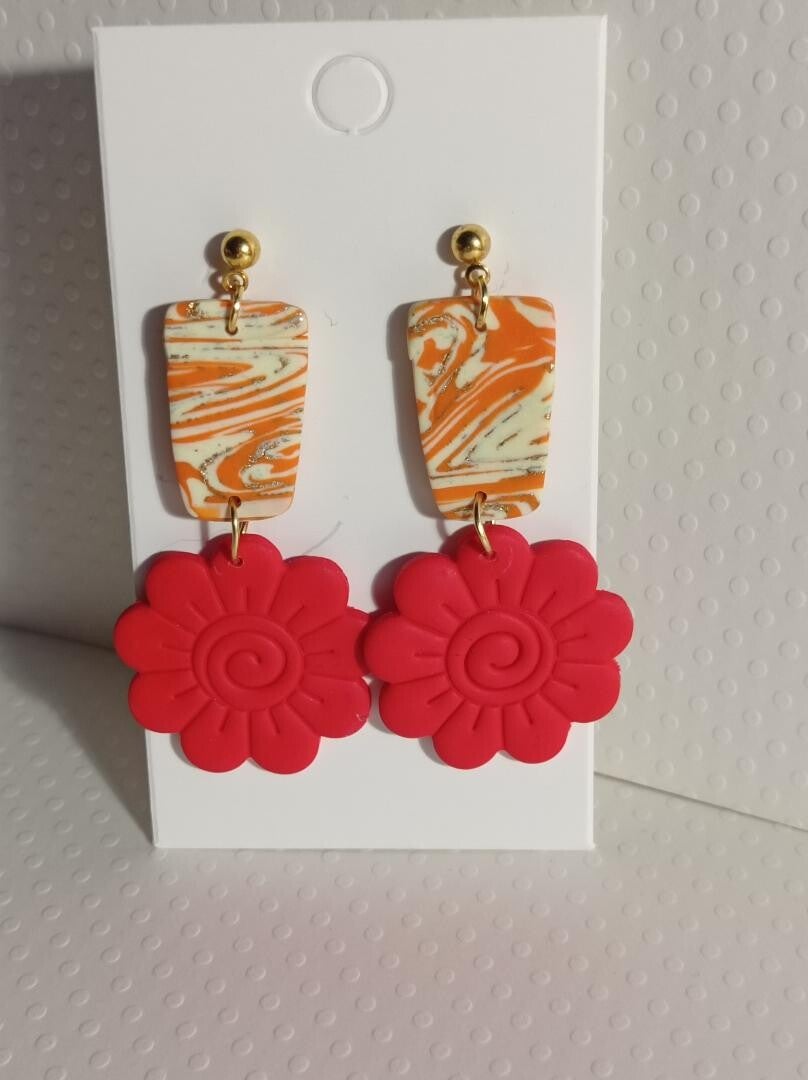 Boucles d'oreilles pendantes en pâte polymère