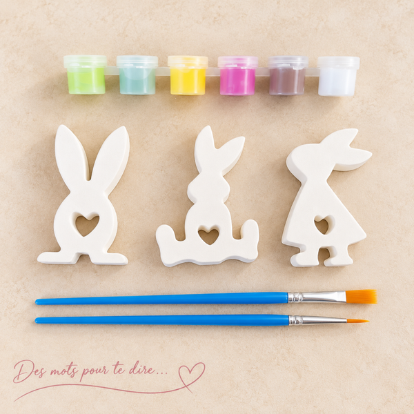 Kit de 3 lapins en plâtre à peindre – Modèle 2