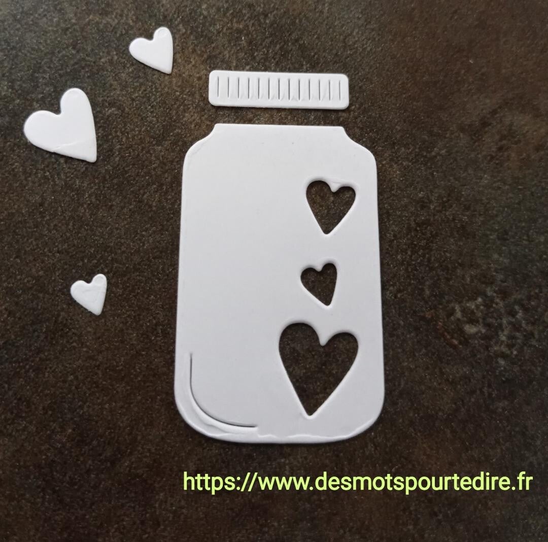 Bocal avec couvercle et coeurs - Découpe embellissement pour scrapbooking (Réf.A9)
