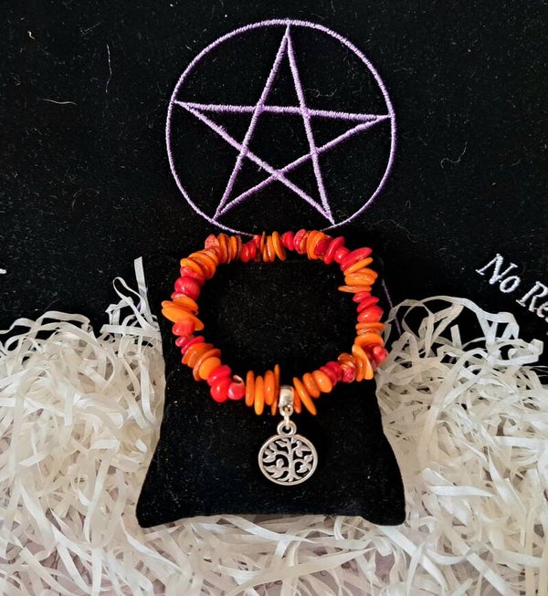 Pulsera nácar tintado con coral