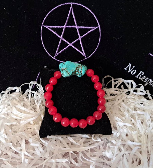 Pulsera turquesa con ágata cherry