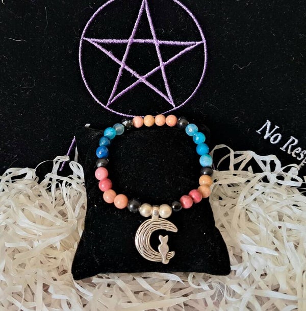 Pulsera Onix con ágata azul y rodonita Mod 2