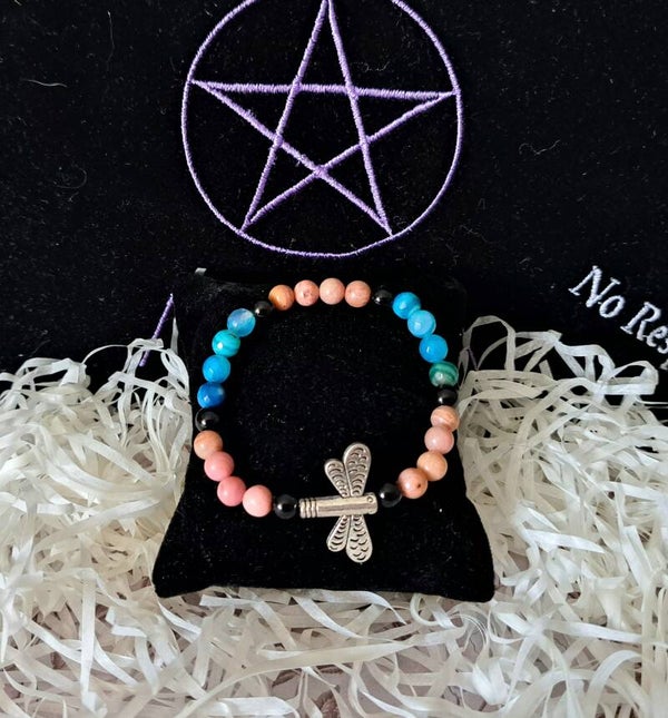 Pulsera Onix con ágata azul y rodonita Mod 1