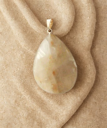Colgante gota cuarzo rutilado bañado en plata