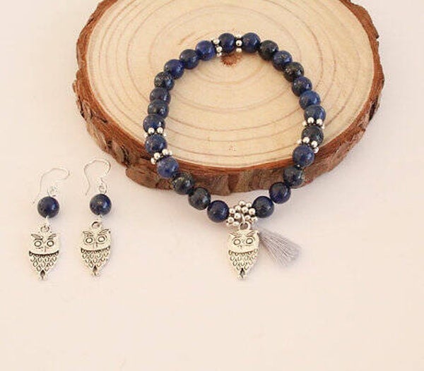 Conjunto búho con lapislázuli (pendientes en plata)