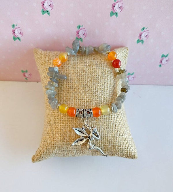 pulsera de agata naranja y labradorita