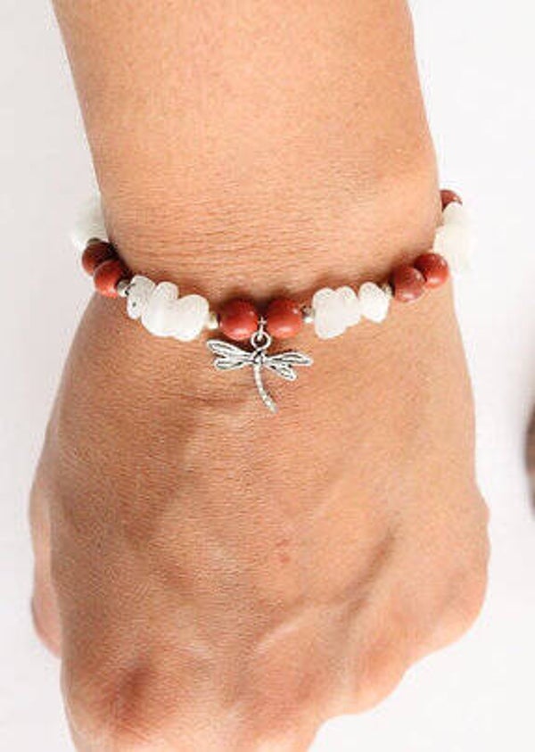 pulsera de jaspe rojo y cuarzo