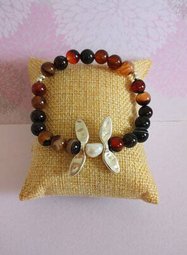 pulsera de ágata marrón