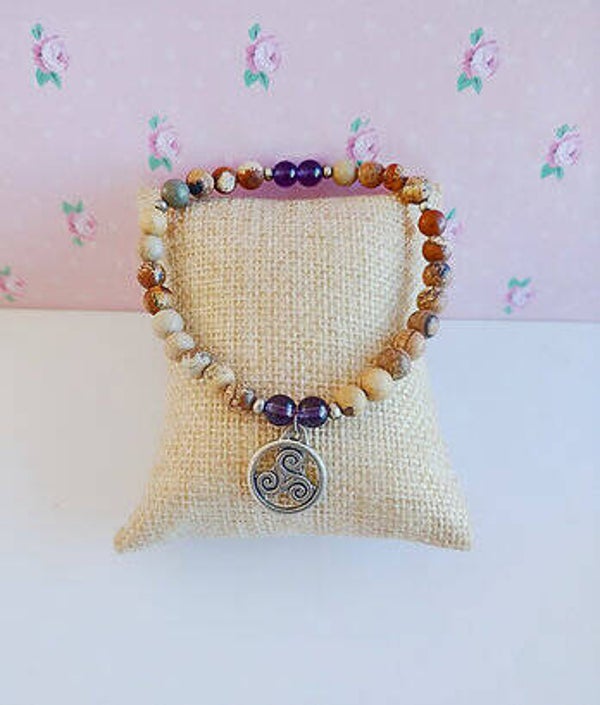 pulsera de jaspe marron con triske