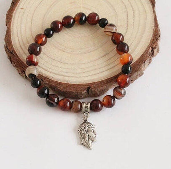 pulsera del cristo con ágata marrón