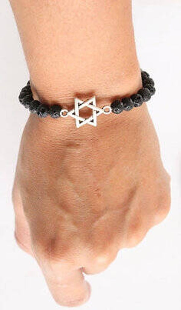 pulsera de piedra volcánica y estrella de david