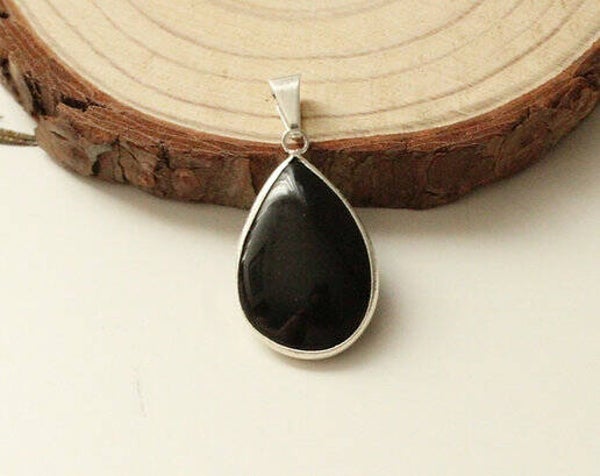 Colgante obsidiana bañado en plata