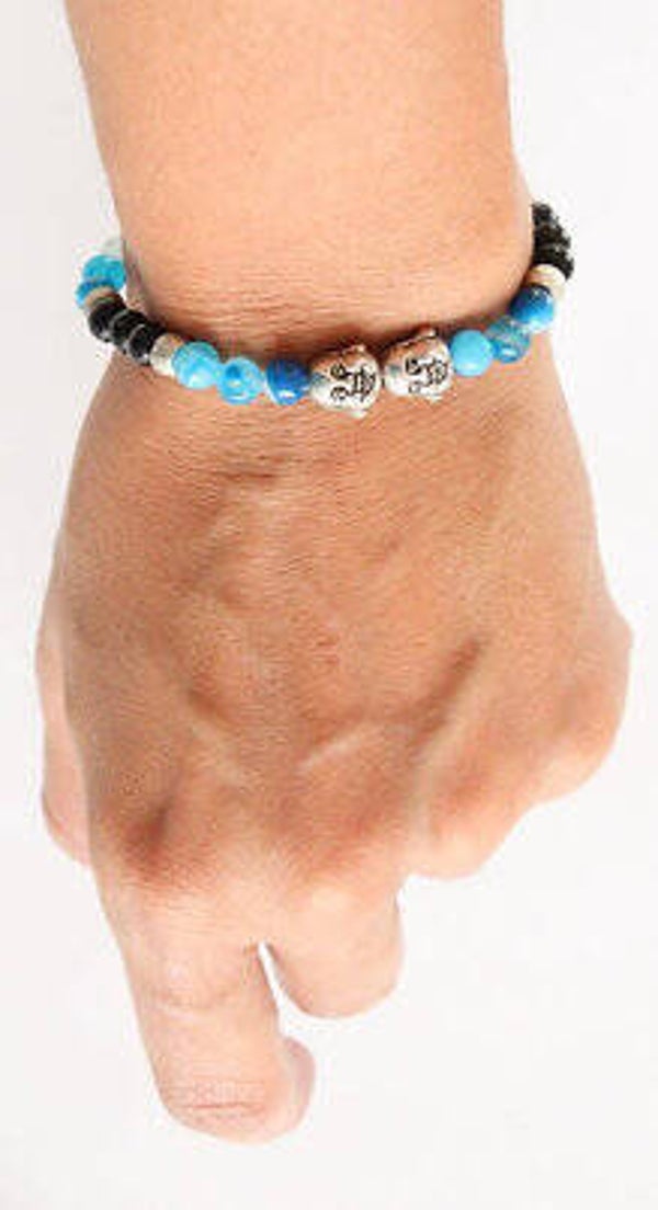 Pulsera buda de agata azul y onix