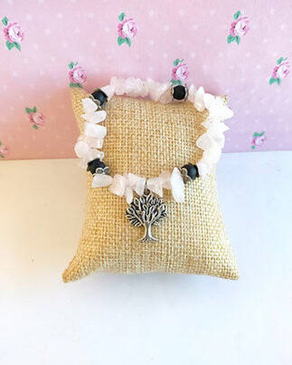 pulsera árbol de la abundancia con cuarzo rosa y onix