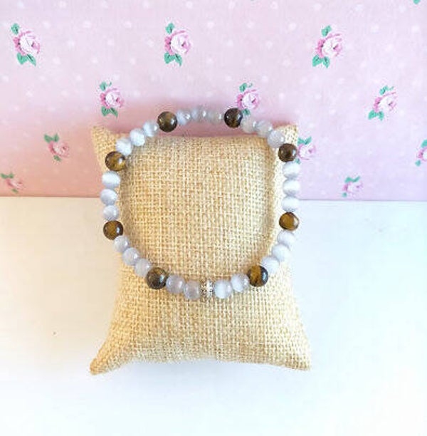 Pulsera de ojo de gato y ojo de tigre
