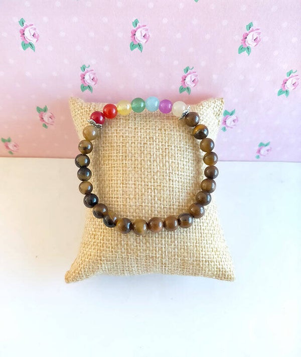 pulsera de los chakras con ojo de tigre
