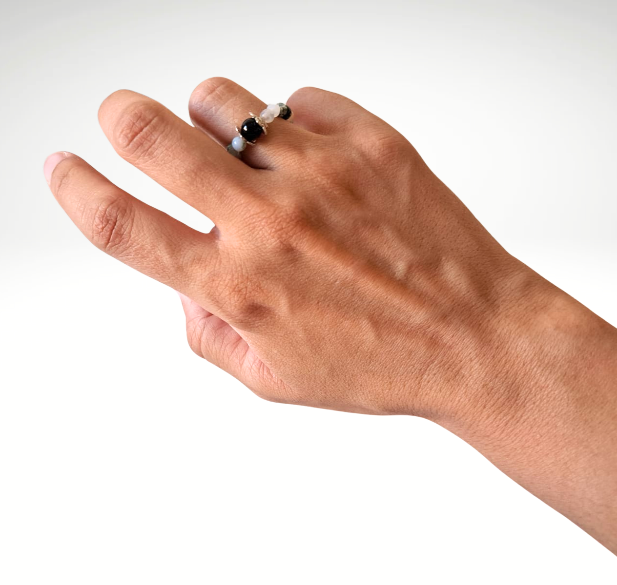 Anillo de agata musgo y onix