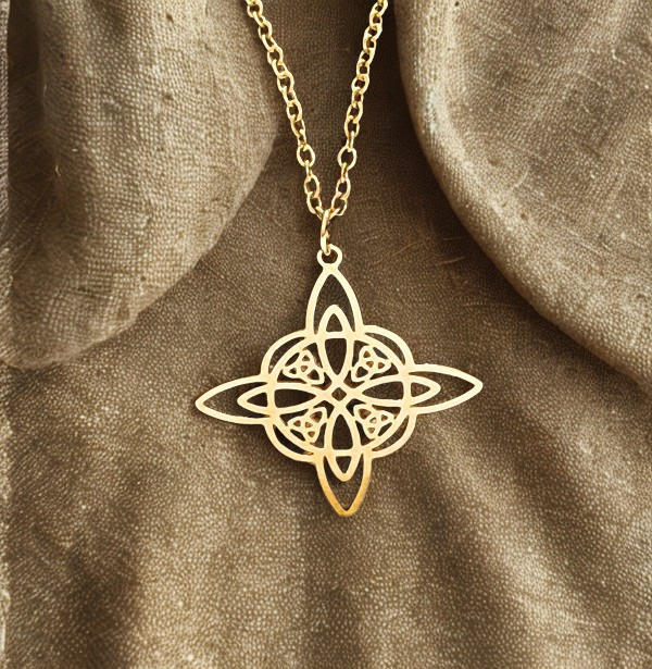 Colgante Nudo de Brujas grande de acero color oro