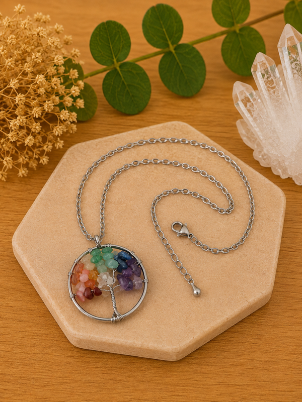 Colgante Árbol de la Vida 7 Chakras – Acero