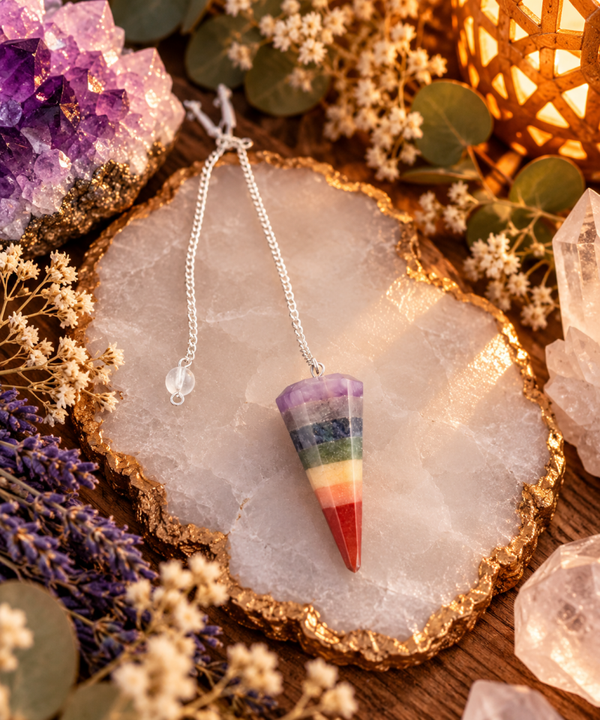 Péndulo de los 7 Chakras con Baño de Plata