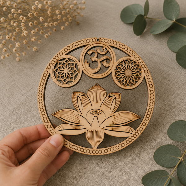 Colgador flor de lotus en madera