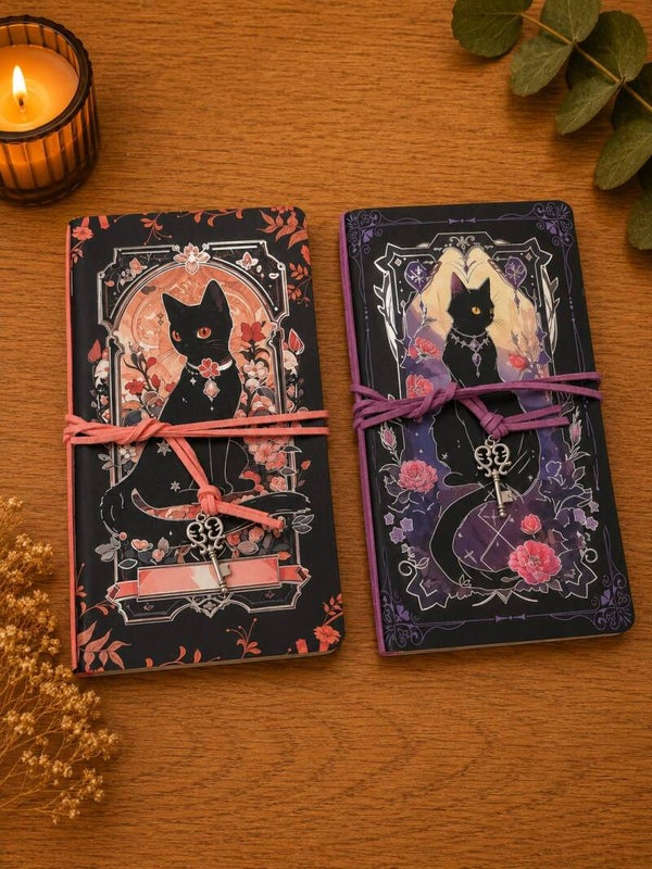 Libreta Gato Místico con Llave Decorativa