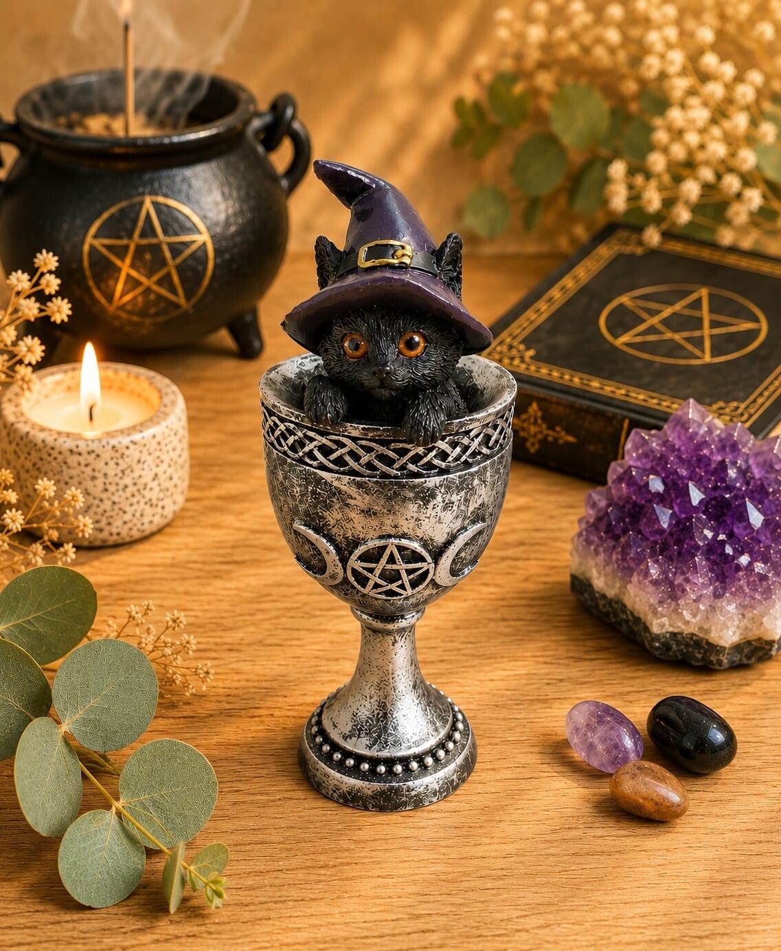 Copa Gato Wicca de Resina mod 1