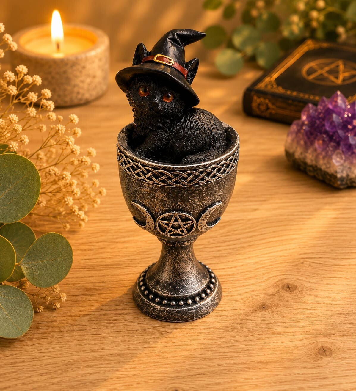 Copa Gato Wicca de Resina mod 2