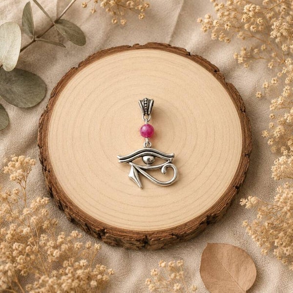 colgante ojo de horus con agata rosa