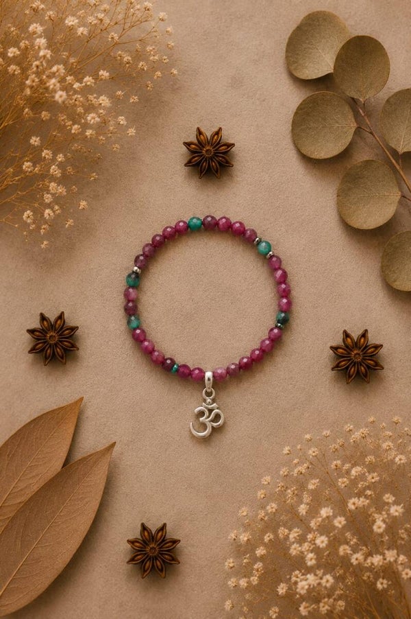 Pulsera ágatas facetadas con símbolo Omg
